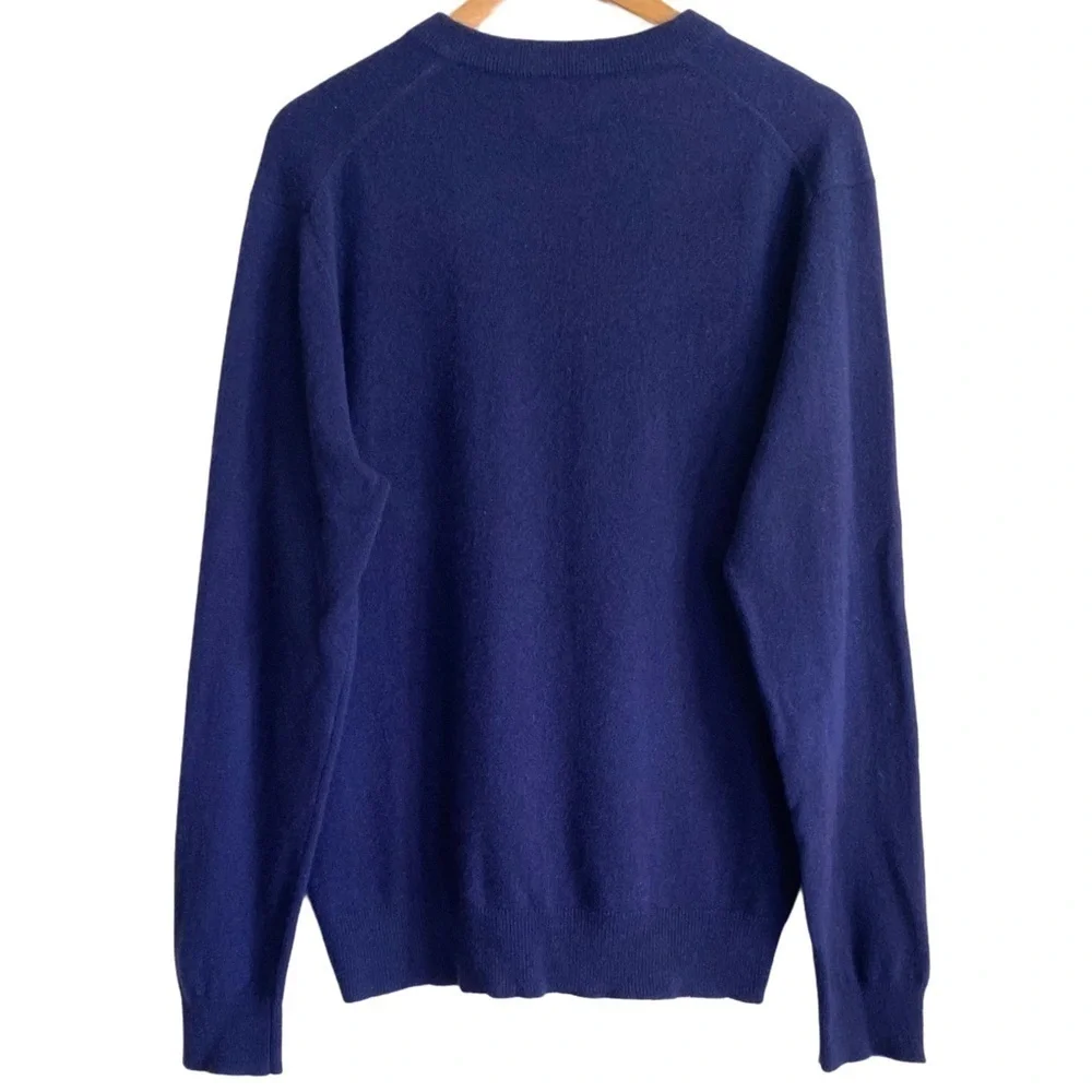 Qi 100% Cashmere Supersoft Preppy Lightweight V-Neck Pullover Sweater Sz XL